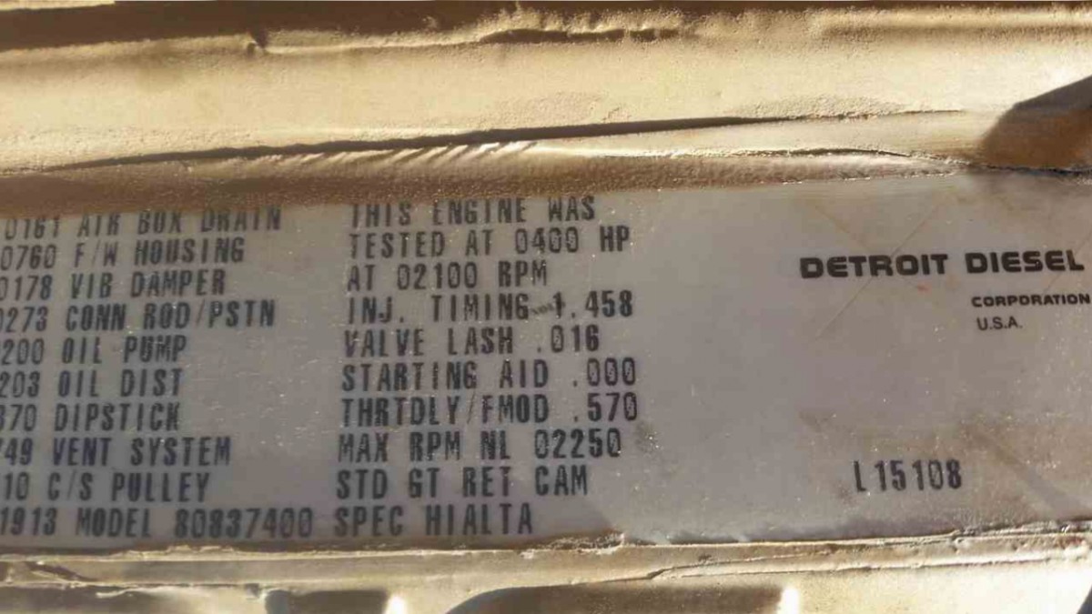 Detroit 8V-92 Diesel Engine - Beeman Equipment Sales